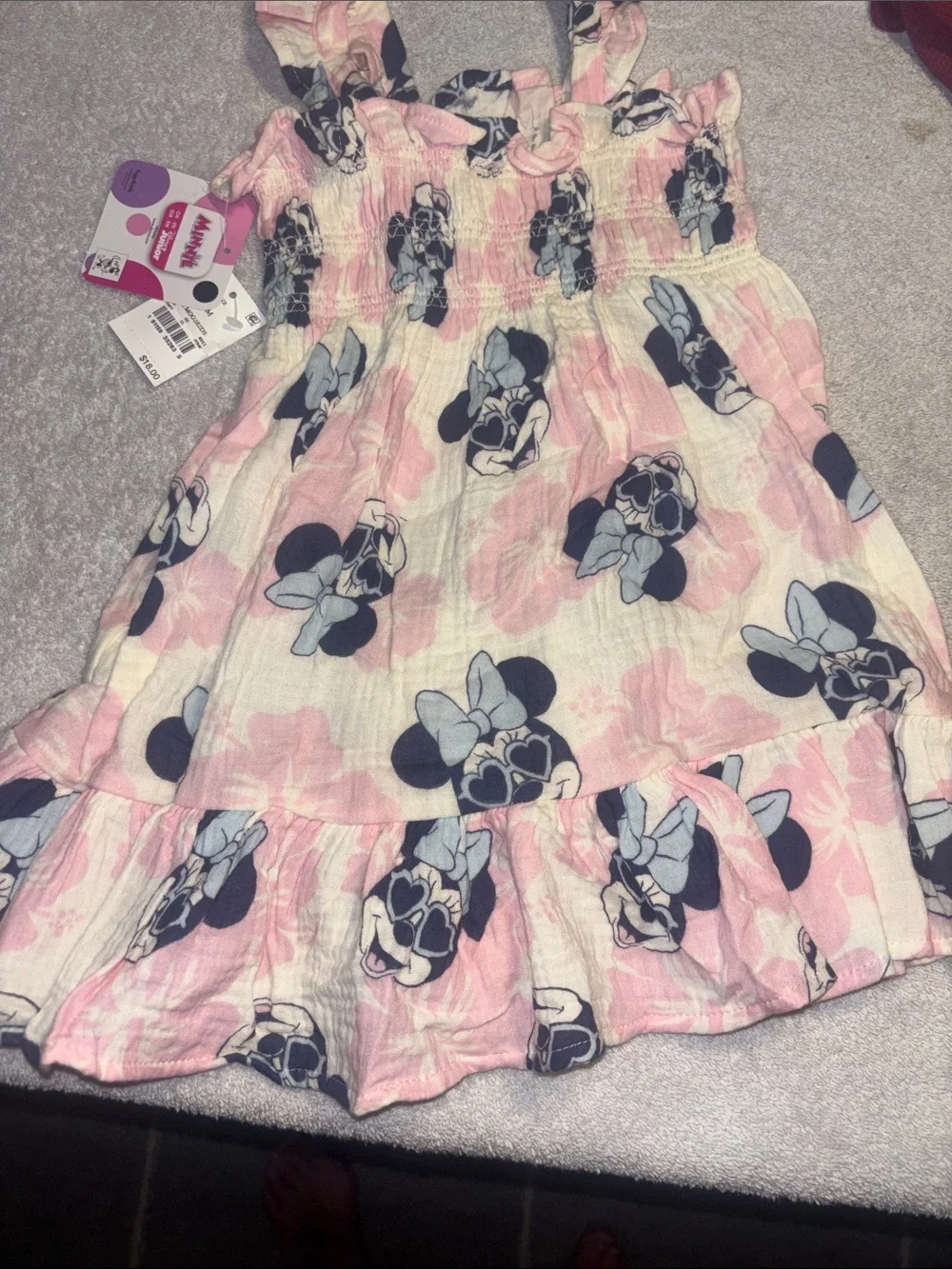 Disney Girls Pink and Navy Minnie Mouse Sundress